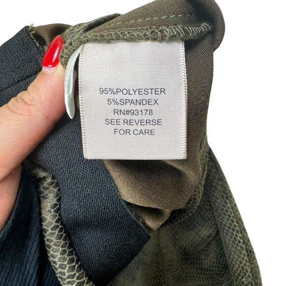 Philosophy NWT Olive Brown Snakeskin Print Faux Leather Pull On Skinny Pants - Picture 13 of 16